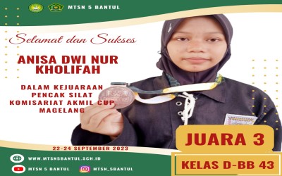Anisa Dwi Nur Kholifah, Raih Juara 3 Kejuaraan Pencak Silat Komisariat Akmil Cup Magelang